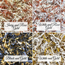 Load image into Gallery viewer, White and Rose Gold Crinkle Paper Shredded Filler in All Sizes