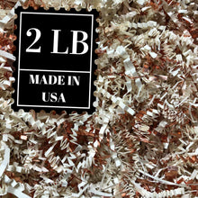 Load image into Gallery viewer, Ivory and Rose Gold Crinkle Paper Shredded Filler in All Sizes